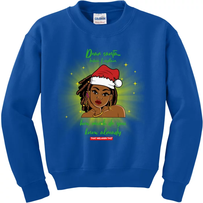 Dear Santa How Much Do You Know Black Mrs Claus Christmas Gift Kids Sweatshirt