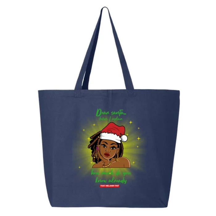 Dear Santa How Much Do You Know Black Mrs Claus Christmas Gift 25L Jumbo Tote