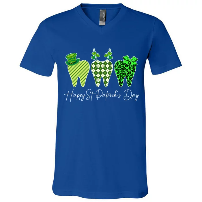 Dental Squad Happy St Patricks Day Lucky Dental Leopard Gift V-Neck T-Shirt