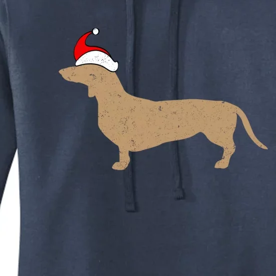 Dachshund Santa Hat Christmas Dog Holiday Doxie Cool Gift Women's Pullover Hoodie