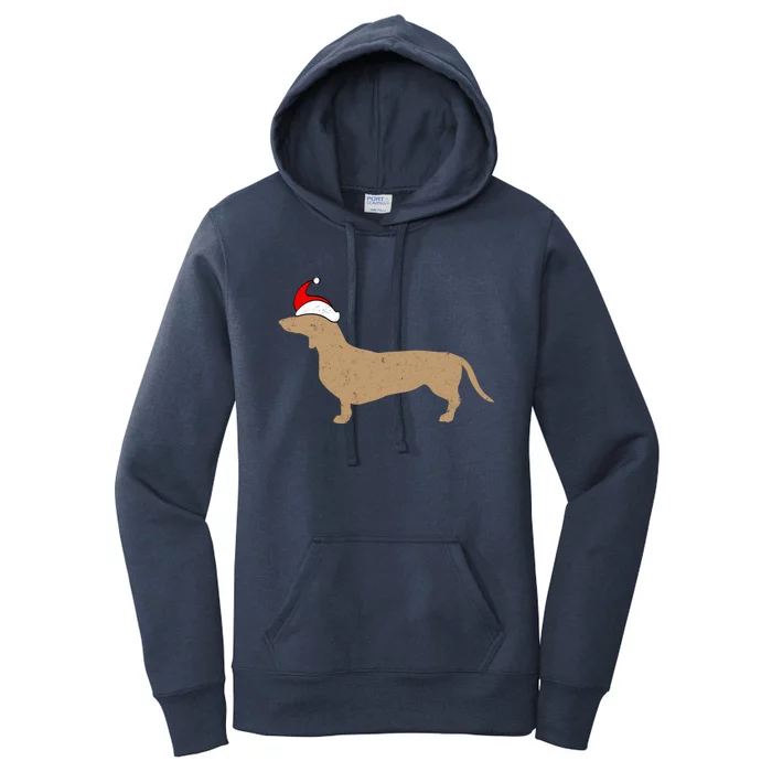 Dachshund Santa Hat Christmas Dog Holiday Doxie Cool Gift Women's Pullover Hoodie