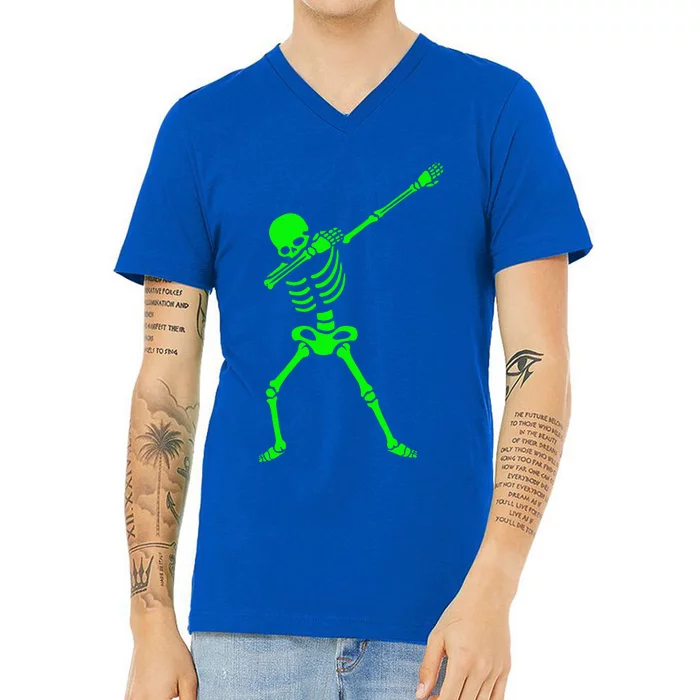 Dabbing Skeleton Halloween Human Skeleton V-Neck T-Shirt