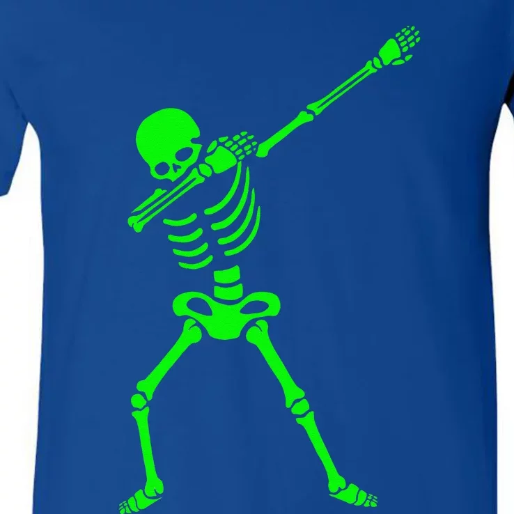 Dabbing Skeleton Halloween Human Skeleton V-Neck T-Shirt