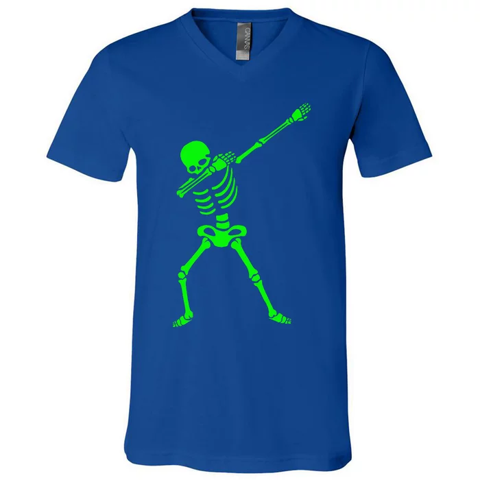 Dabbing Skeleton Halloween Human Skeleton V-Neck T-Shirt