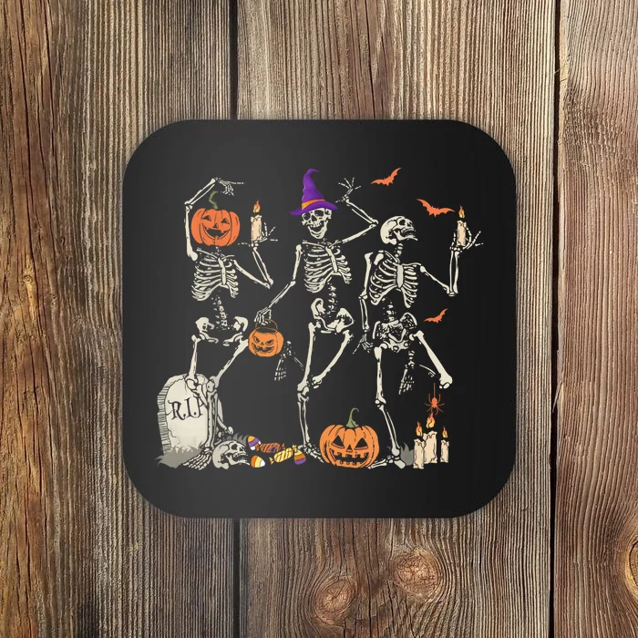 Dancing Skeleton Happy Halloween Skull Coaster