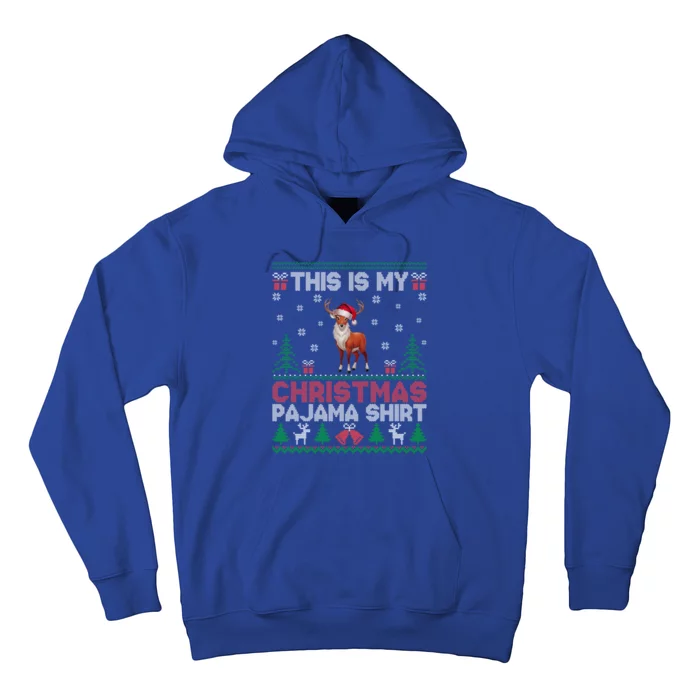 Deer Santa Hat Matching Ugly Christmas Hoodie