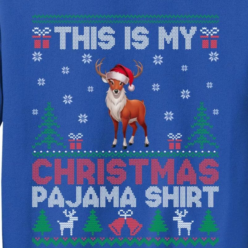 Deer Santa Hat Matching Ugly Christmas Sweatshirt