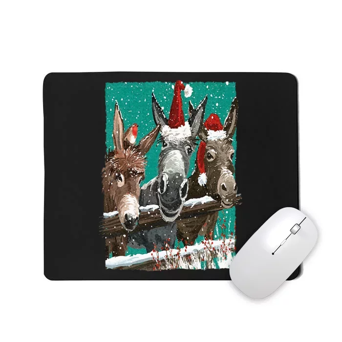 Donkey Santa Hat Donkey Lover Cute Donkey Christmas Mousepad