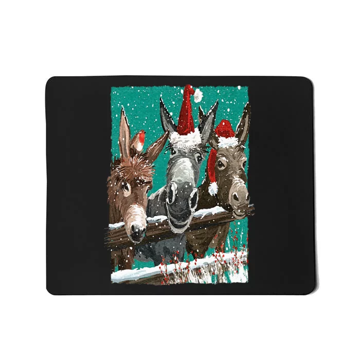 Donkey Santa Hat Donkey Lover Cute Donkey Christmas Mousepad