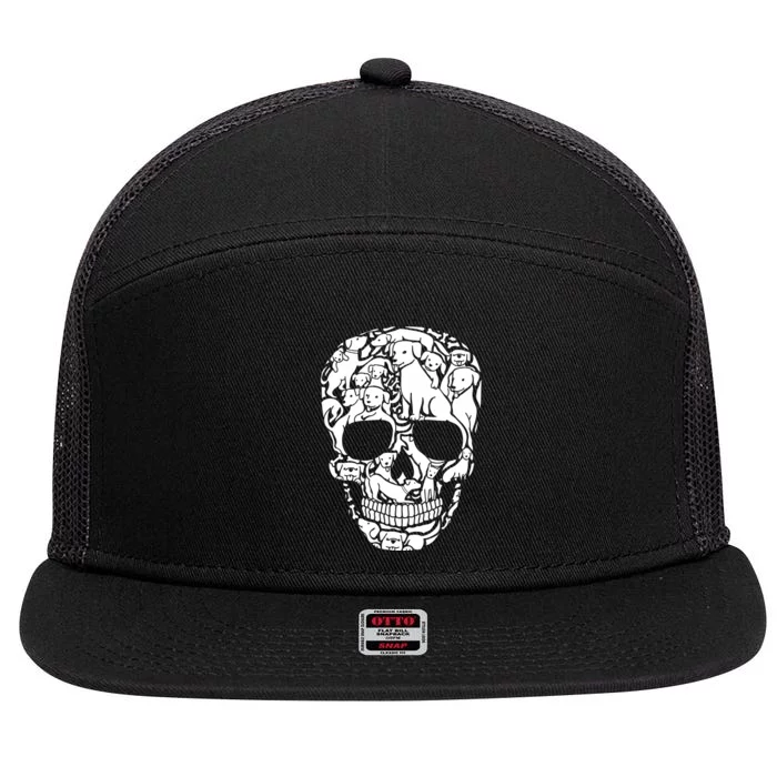 Dog Skeleton Halloween Costume Puppy Skull 7 Panel Mesh Trucker Snapback Hat