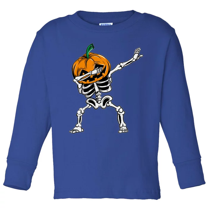 Dabbing Skeleton Halloween Ghost Party Costume Pumpkin Dab Meaningful Gift Toddler Long Sleeve Shirt