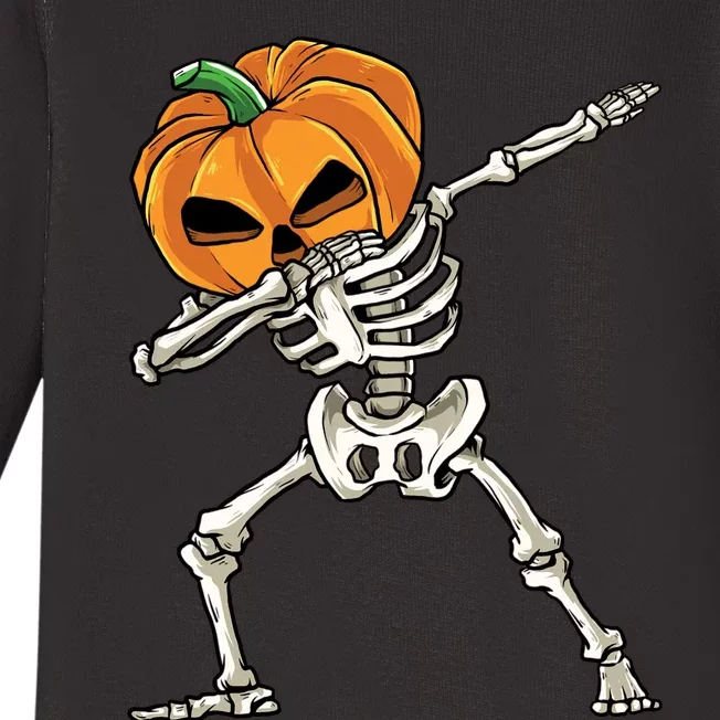 Dabbing Skeleton Halloween 2024 Baby Long Sleeve Bodysuit