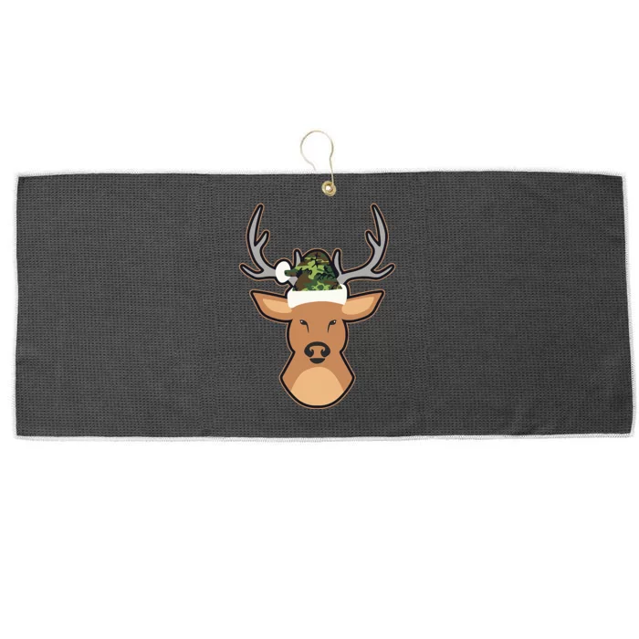 Deer Santa Hat Design Camo Christmas Large Microfiber Waffle Golf Towel