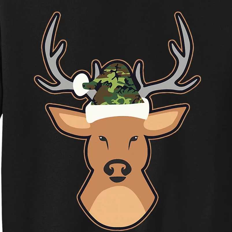 Deer Santa Hat Design Camo Christmas Tall Sweatshirt