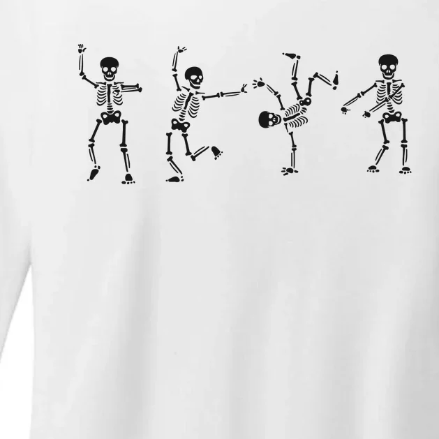 Dancing Skeleton Halloween Party Womens CVC Long Sleeve Shirt