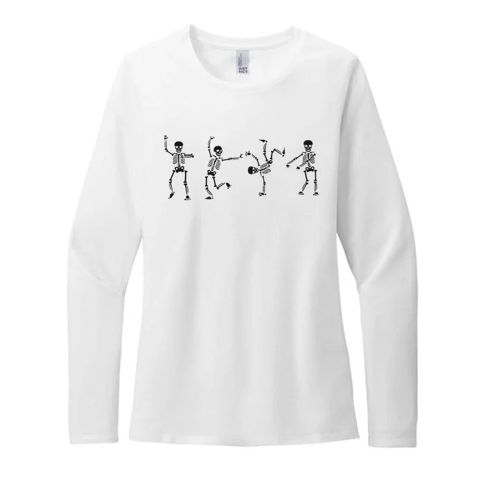 Dancing Skeleton Halloween Party Womens CVC Long Sleeve Shirt