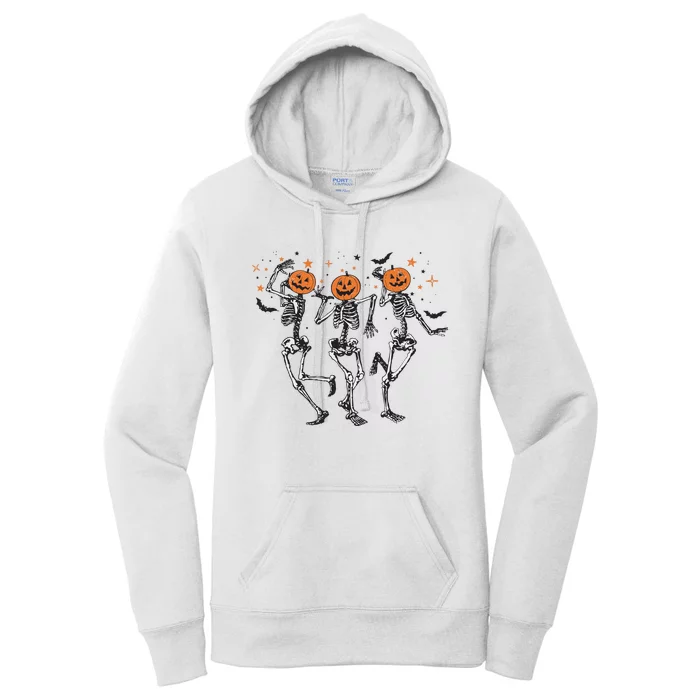 Dancing Skeleton Halloween Pumpkin Halloween Women's Pullover Hoodie