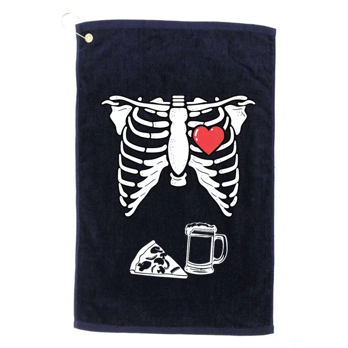 Dad Skeleton Halloween Beer Pizza Funny Pregnancy Couple Platinum Collection Golf Towel