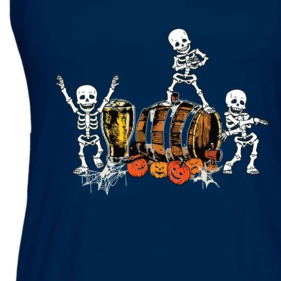 Dancing Skeletons Halloween Party Funny Beer Drinking Ladies Essential Flowy Tank