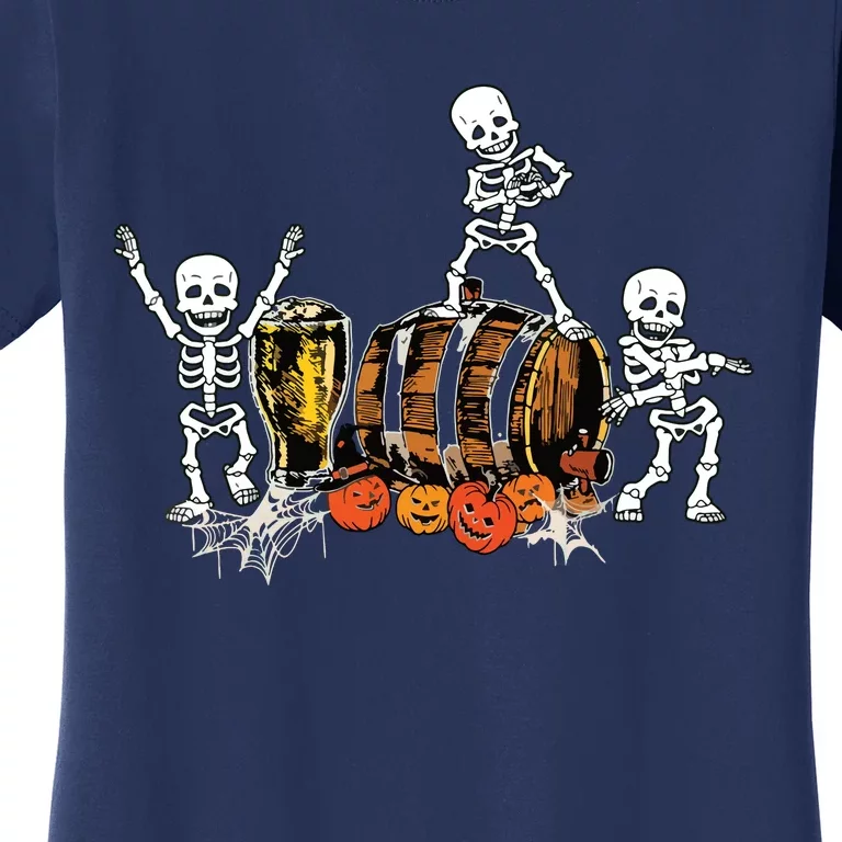 Dancing Skeletons Halloween Party Funny Beer Drinking Women's T-Shirt