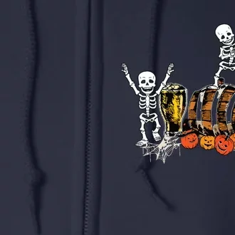 Dancing Skeletons Halloween Party Funny Beer Drinking Full Zip Hoodie