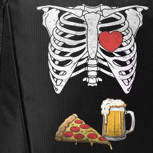 Dad Skeleton Halloween Beer Pizza Funny Pregnancy Couple City Backpack