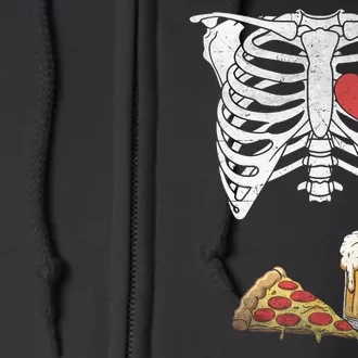 Dad Skeleton Halloween Beer Pizza Funny Pregnancy Couple Full Zip Hoodie