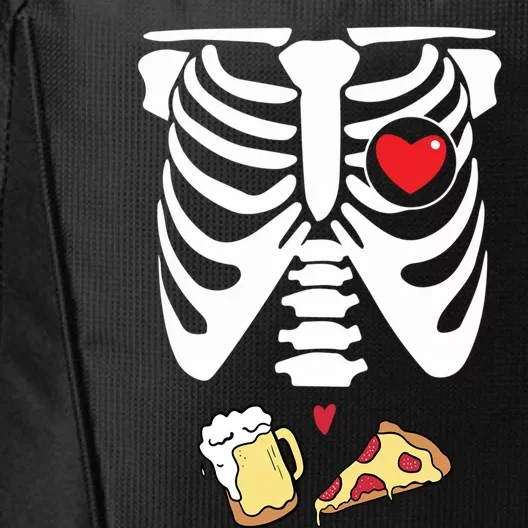 Dad Skeleton Halloween Beer Pizza Funny Pregnancy Couple Gift City Backpack