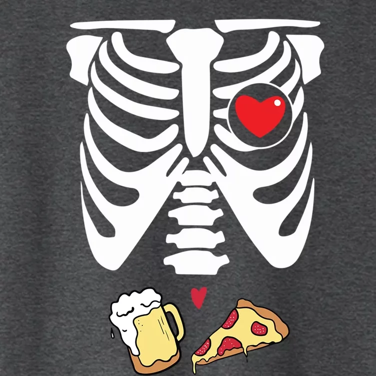 Dad Skeleton Halloween Beer Pizza Funny Pregnancy Couple Gift Women's Crop Top Tee