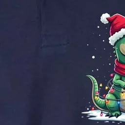 Dinosaur Santa Hat Christmas Tree Lights T Rex Xmas Gift Softstyle Adult Sport Polo