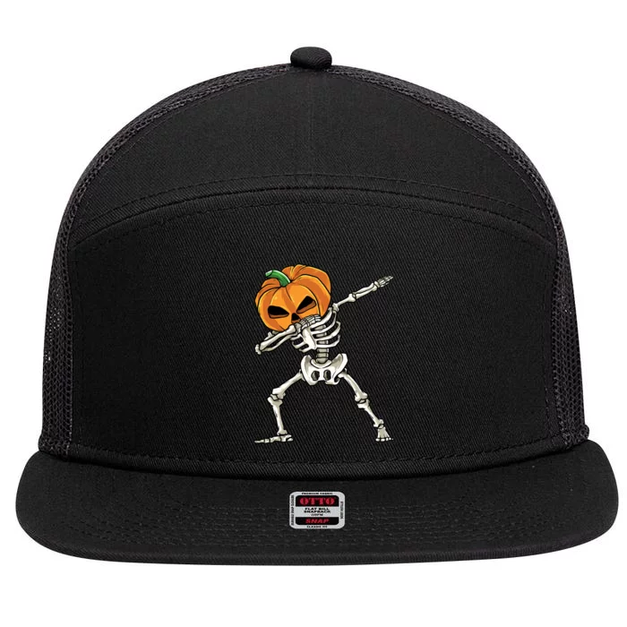 Dabbing Skeleton Halloween 2024 7 Panel Mesh Trucker Snapback Hat