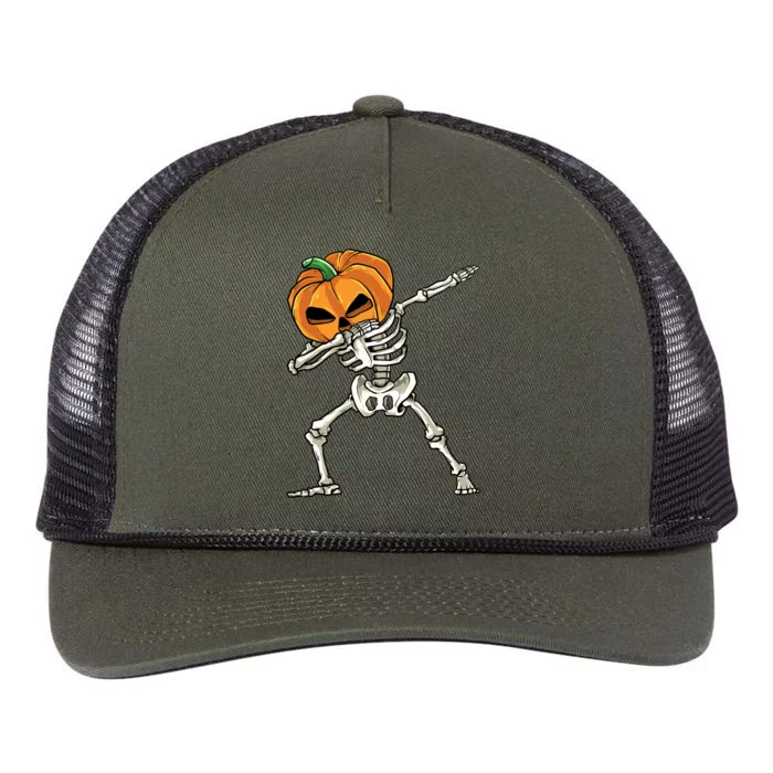 Dabbing Skeleton Halloween 2024 Retro Rope Trucker Hat Cap