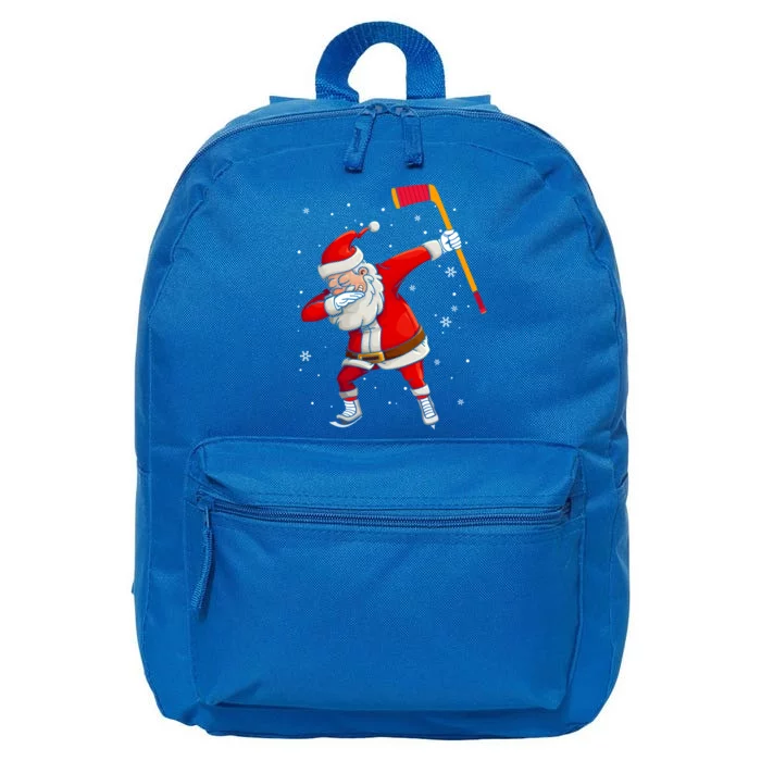 Dabbing Santa Hockey Funny Dab Claus Christmas Sports Lover Great Gift 16 in Basic Backpack