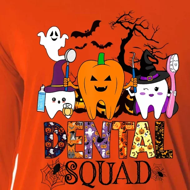 Dental Squad Halloween Spooky Ghost Dentist Teeth Pumpkin Funny Gift Cooling Performance Long Sleeve Crew