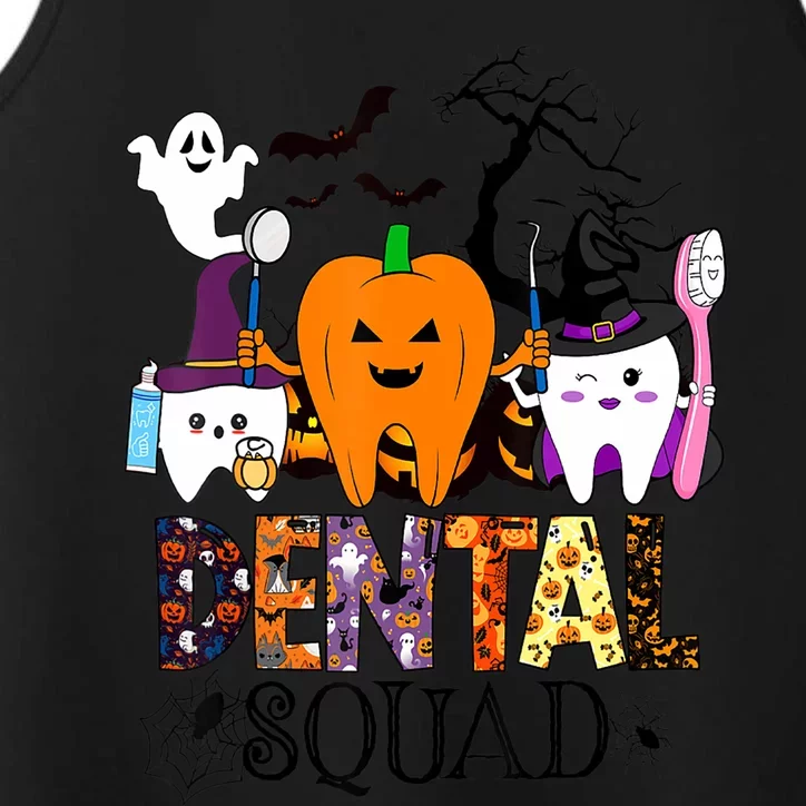 Dental Squad Halloween Spooky Ghost Dentist Teeth Pumpkin Funny Gift Performance Tank