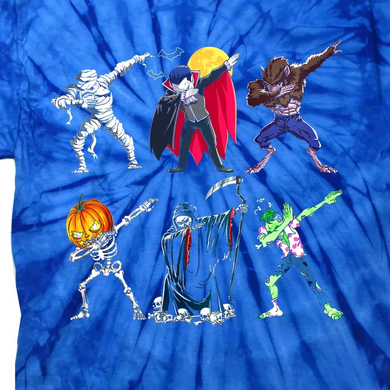 Dabbing Skeleton Halloween Monsters Dracula Ghost Ideas Gift Tie-Dye T-Shirt