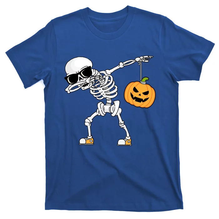 Dabbing Skeleton Halloween Pumpkin Dab Dancing Skeletons Gift T-Shirt