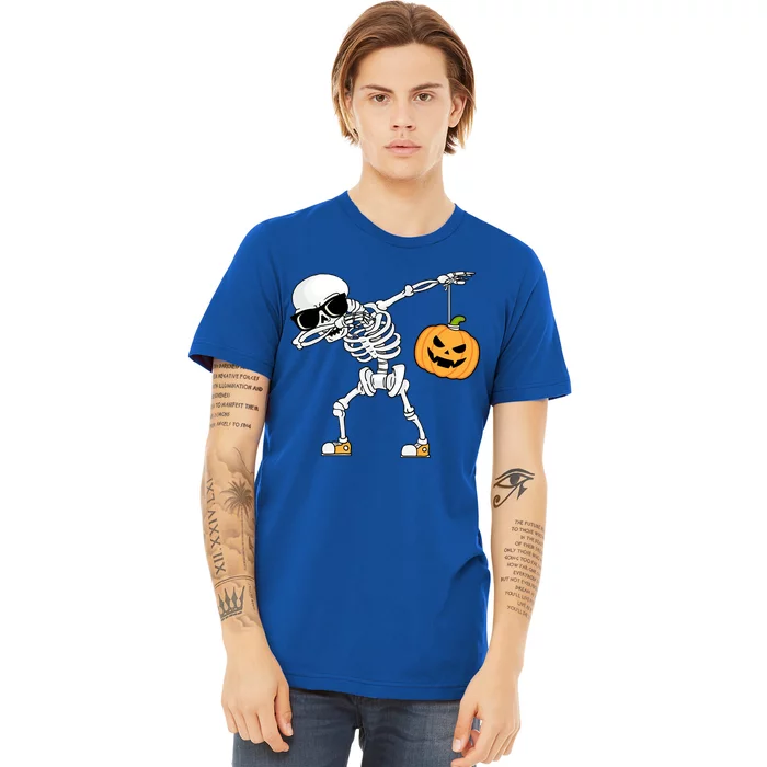 Dabbing Skeleton Halloween Pumpkin Dab Dancing Skeletons Gift Premium T-Shirt