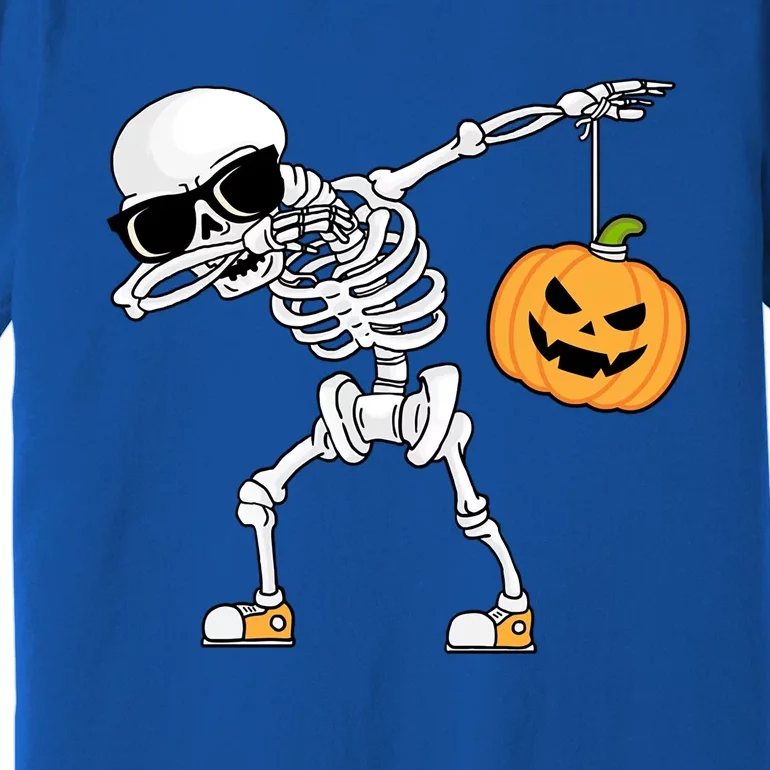 Dabbing Skeleton Halloween Pumpkin Dab Dancing Skeletons Gift Premium T-Shirt