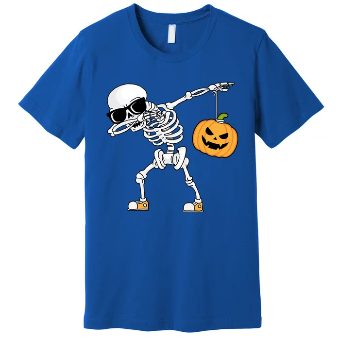 Dabbing Skeleton Halloween Pumpkin Dab Dancing Skeletons Gift Premium T-Shirt