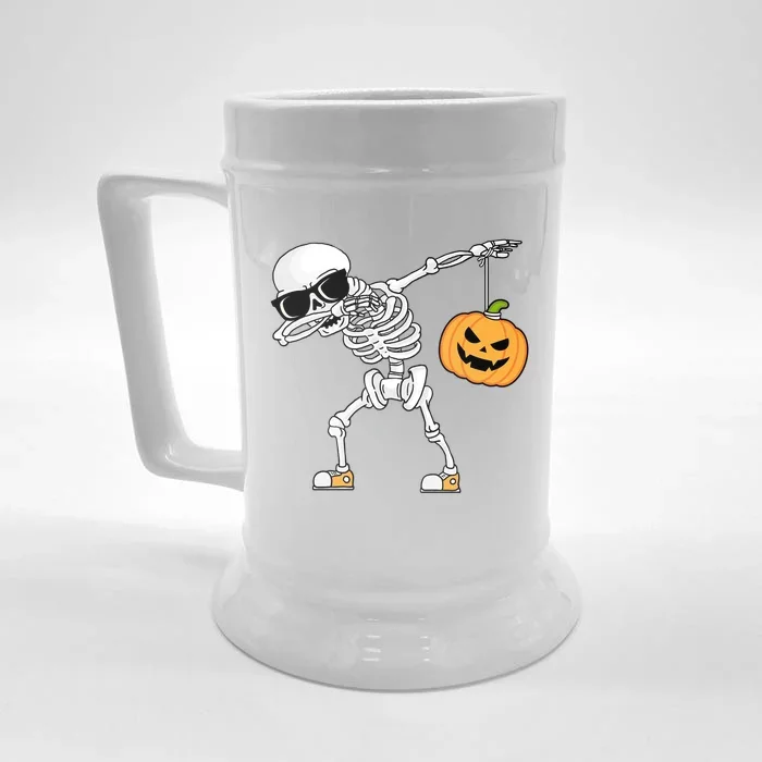 Dabbing Skeleton Halloween Pumpkin Dab Dancing Skeletons Gift Front & Back Beer Stein