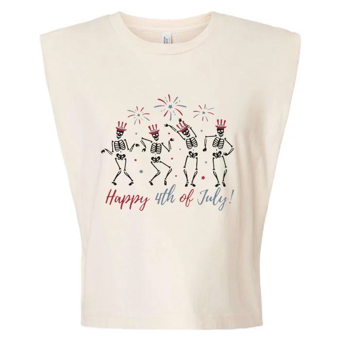 Dancing Skeleton Happy 4th Of July Garment-Dyed Women's Muscle Tee