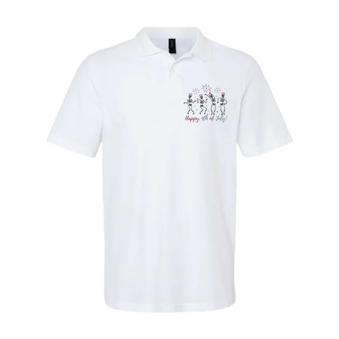 Dancing Skeleton Happy 4th Of July Softstyle Adult Sport Polo