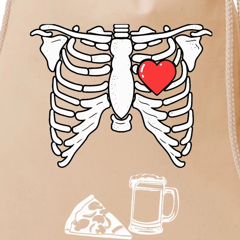 Dad Skeleton Halloween Beer Pizza Pregnancy Couple Drawstring Bag