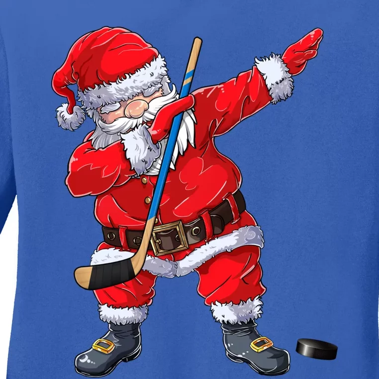 Dabbing Santa Hockey Christmas Xmas Gift Gift Ladies Long Sleeve Shirt