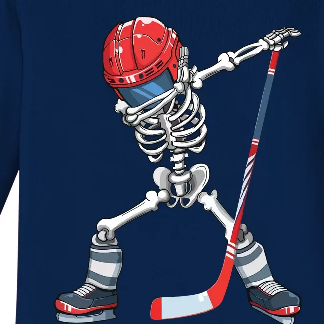 Dabbing Skeleton Hockey Halloween Costume Gift Boy Baby Long Sleeve Bodysuit