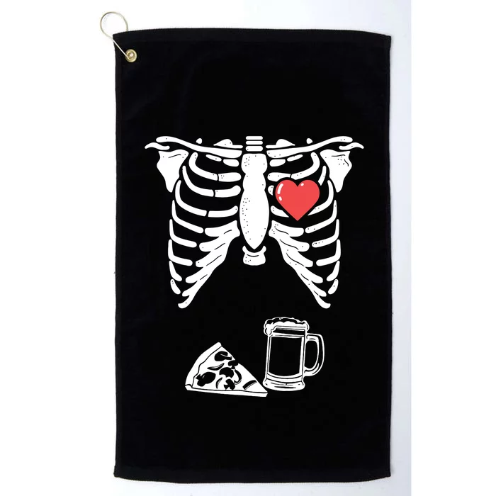 Dad Skeleton Halloween Beer Pizza Funny Pregnancy Couple Platinum Collection Golf Towel