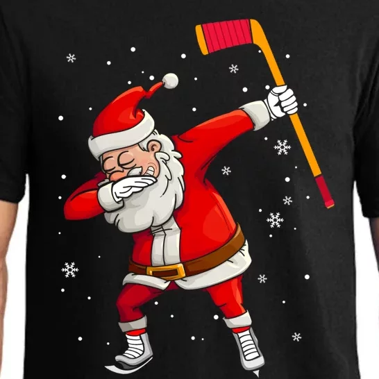 Dabbing Santa Hockey Funny Dab Claus Christmas Sports Lover Gift Pajama Set