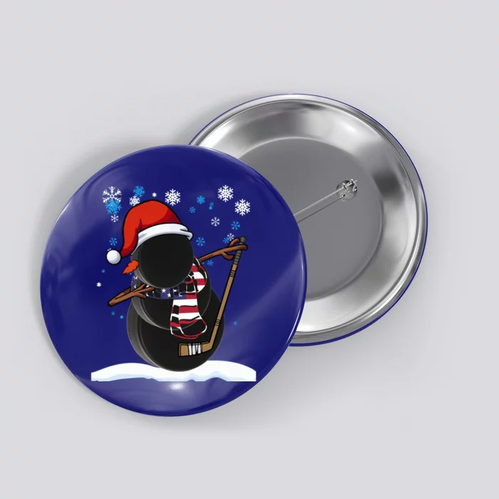 Dabbing Snow Hockey American Flag Christmas Gift Button