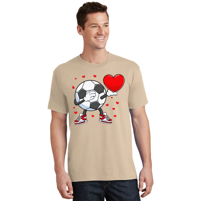 Dabbing Soccer Heart Valentine's Day Football Player Gift T-Shirt